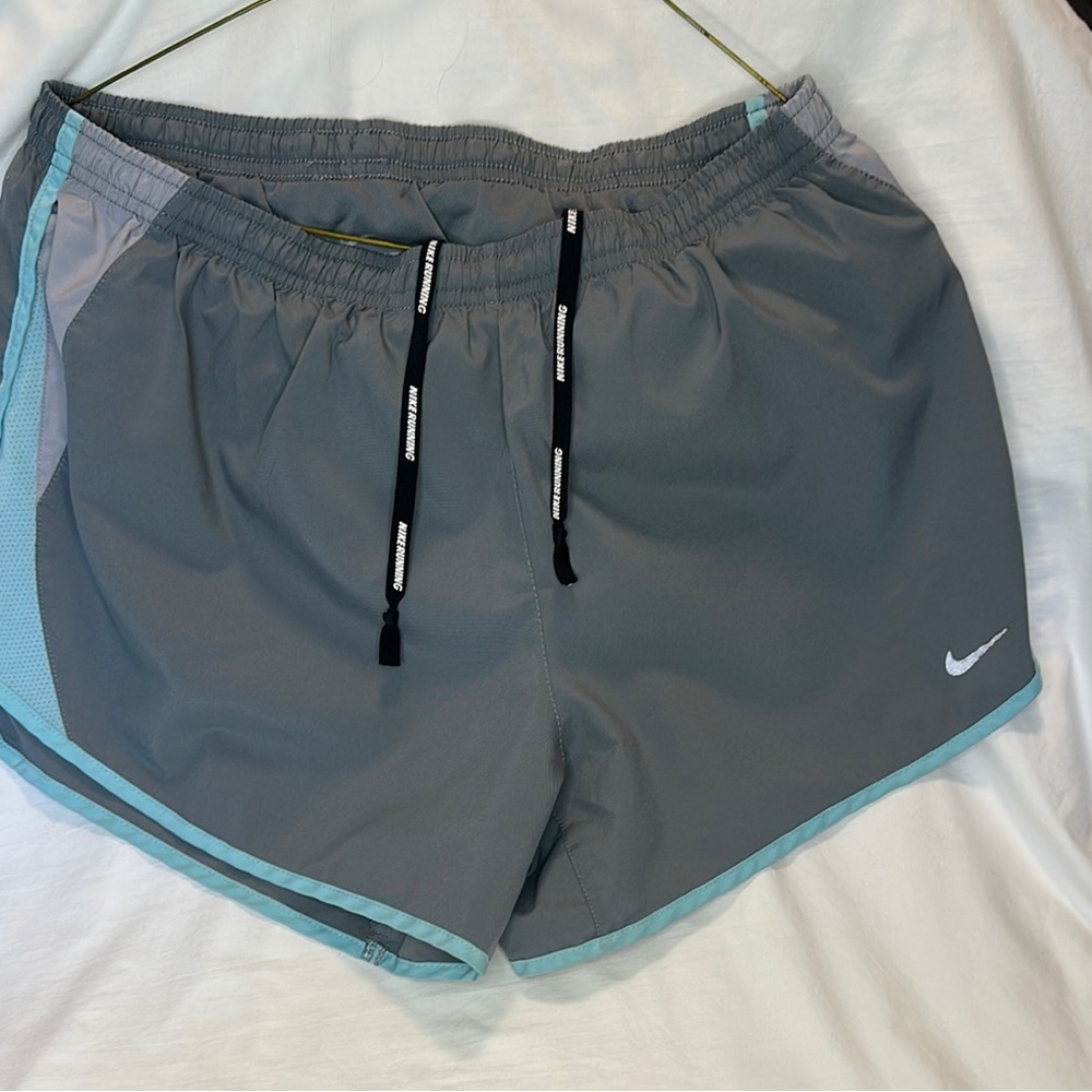 Nike Gray and Light Blue Running Shorts